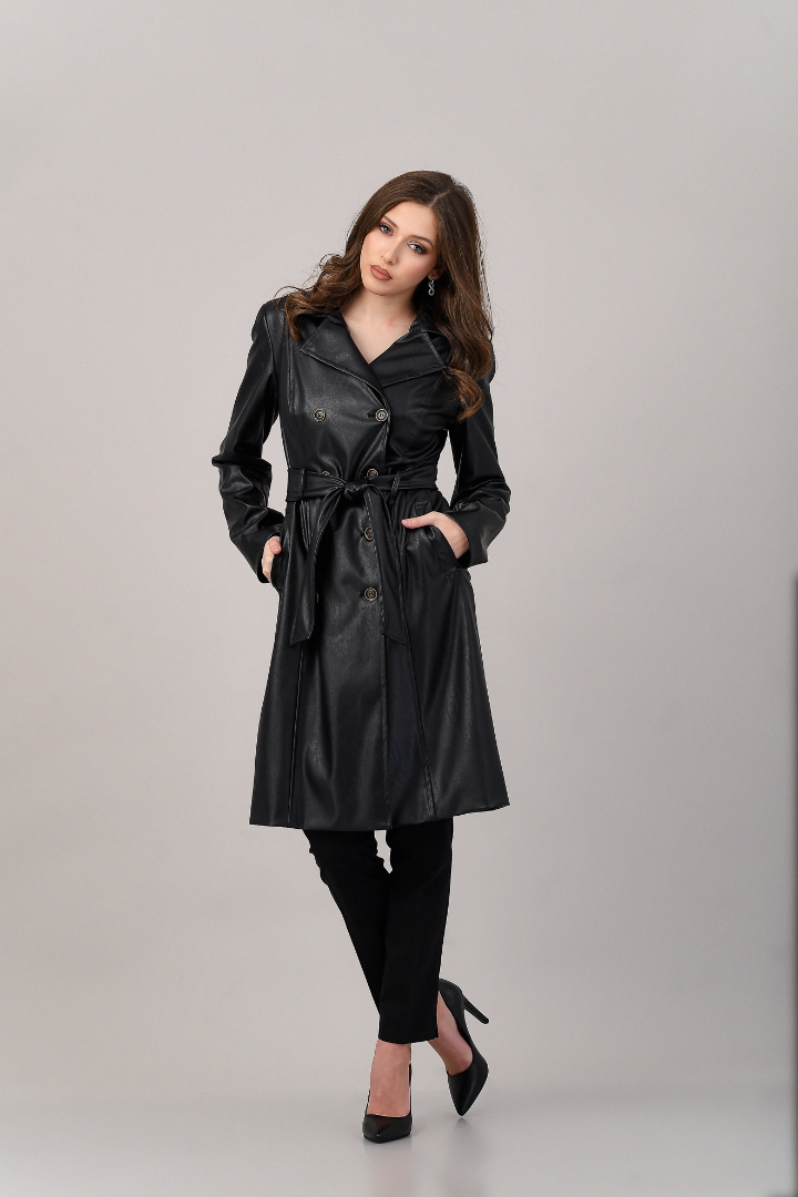 Imagine Trench Ely Negru Piele Ecologica