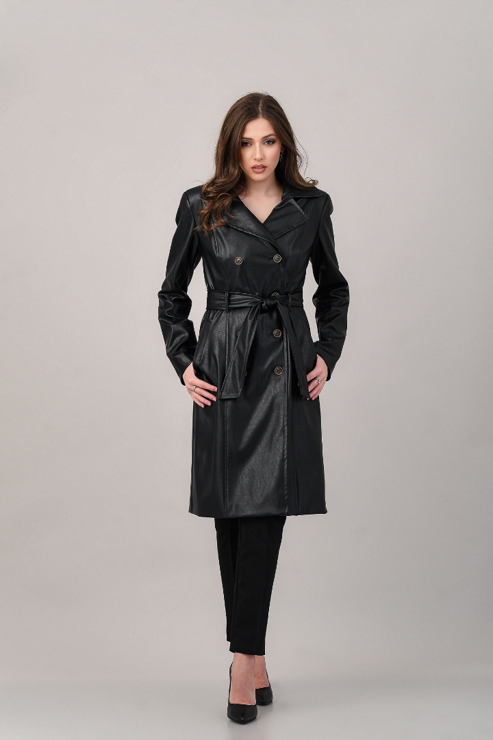 Imagine Trench Ely Negru Piele Ecologica