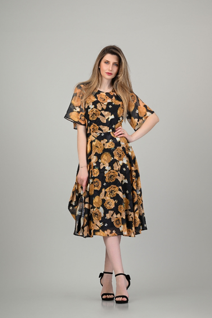 Imagine Rochia Giuliana cu imprimeu galben