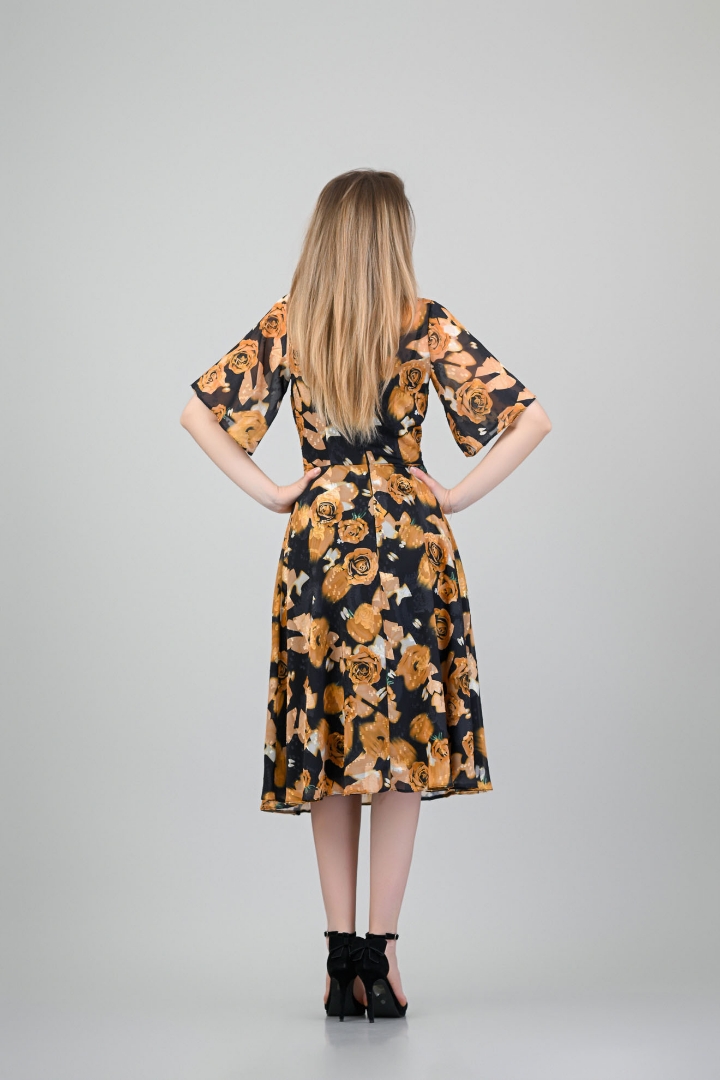 Imagine Rochia Giuliana cu imprimeu galben