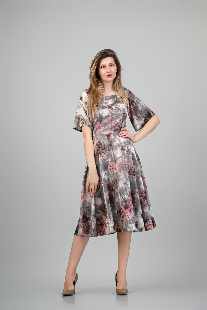 Imagine Rochia Giuliana cu imprimeu gri