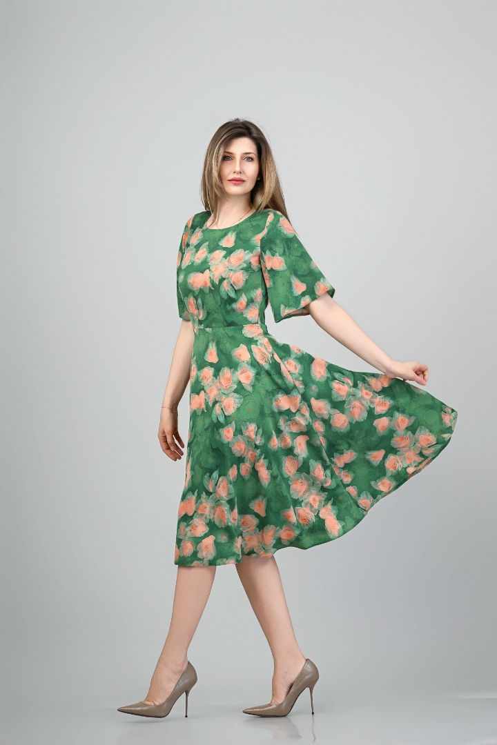 Imagine Rochia Giuliana cu imprimeu verde