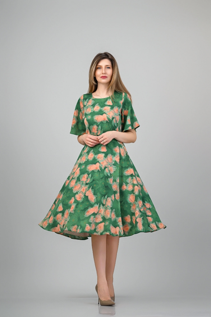 Imagine Rochia Giuliana cu imprimeu verde