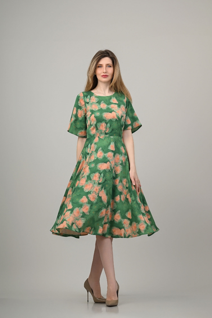 Imagine Rochia Giuliana cu imprimeu verde