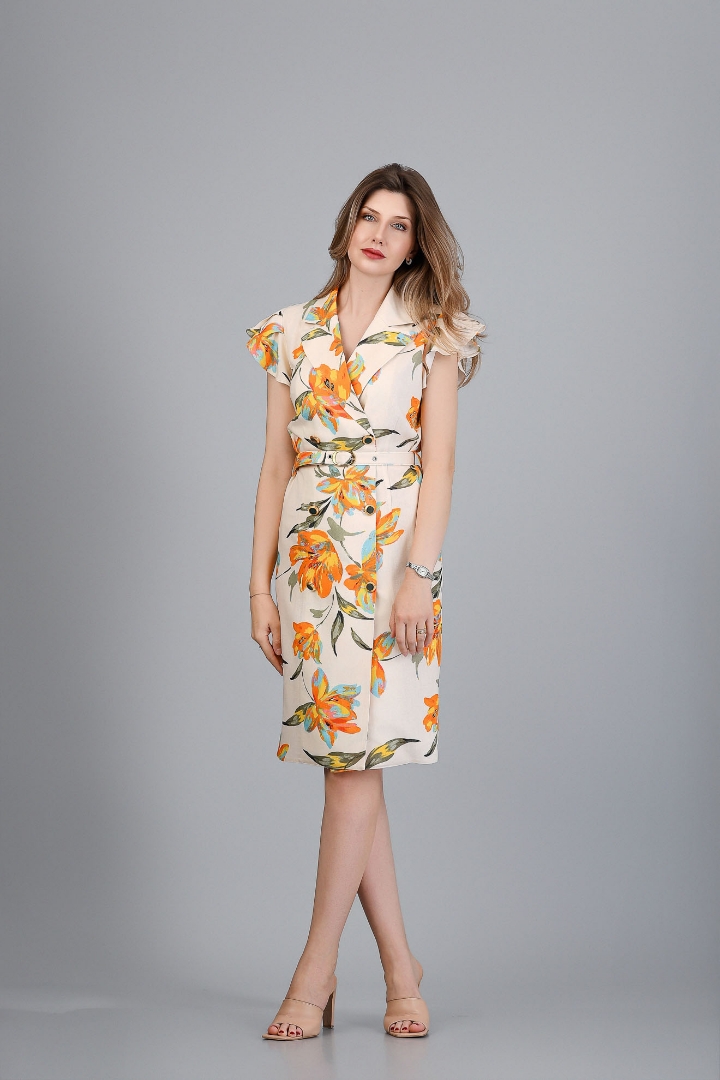 Imagine Rochia Audrey crem cu imprimeu