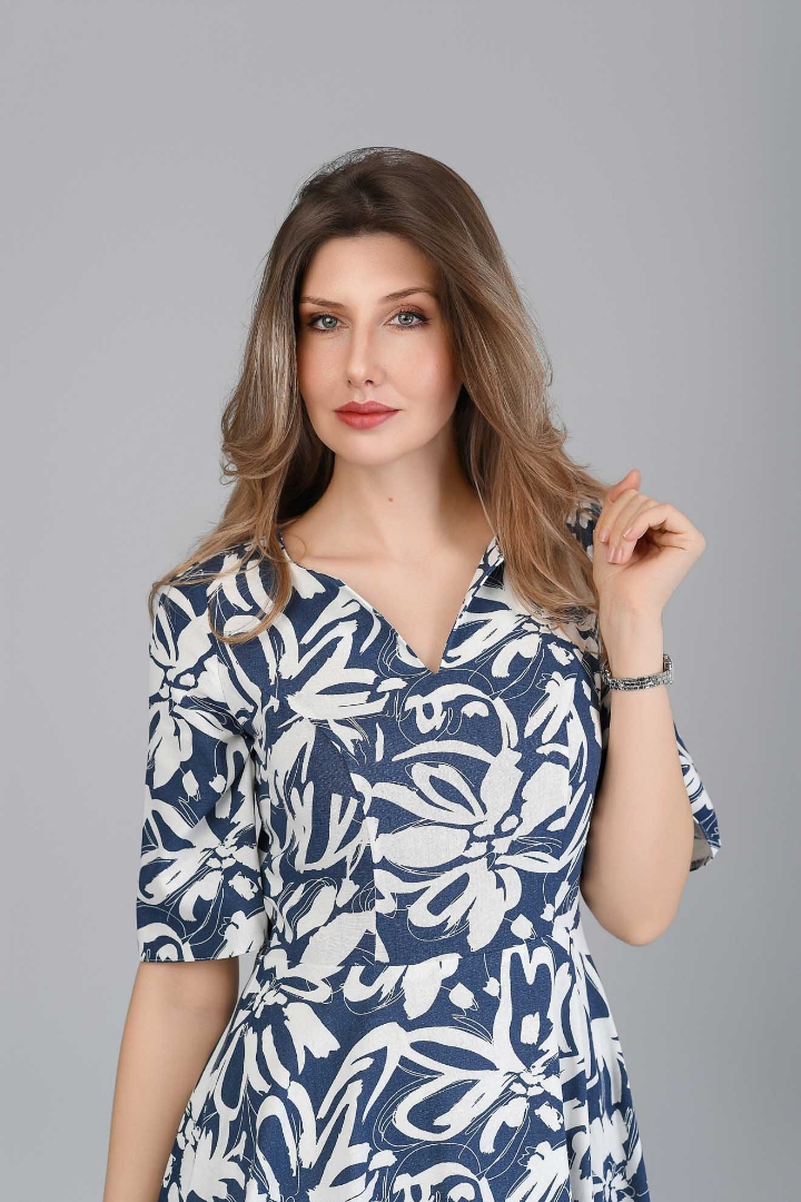 Imagine Rochia Violeta cu imprimeu bleumarin