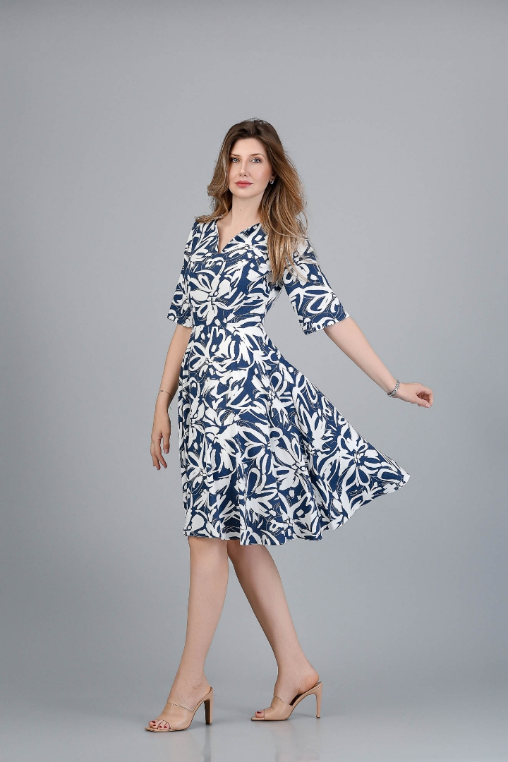 Imagine Rochia Violeta cu imprimeu bleumarin