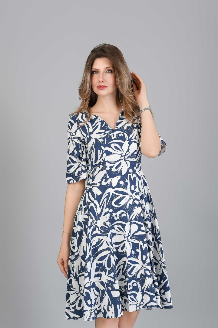 Imagine Rochia Violeta cu imprimeu bleumarin