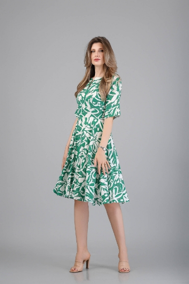 Imagine Rochia Violeta cu imprimeu verde