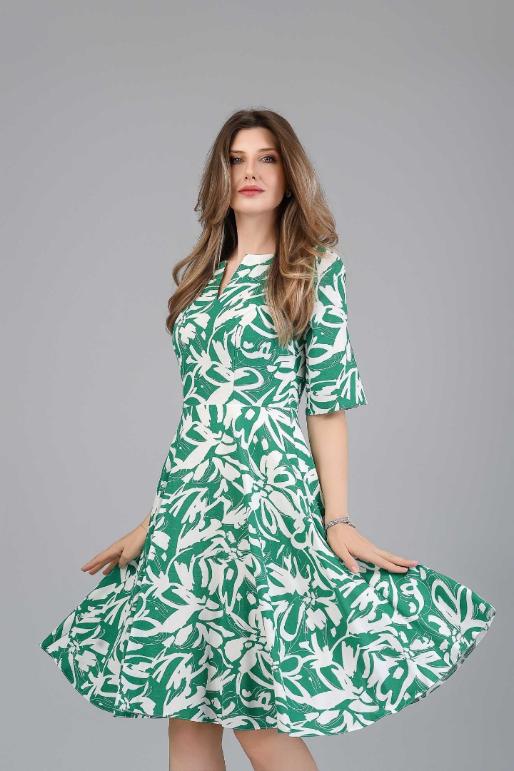 Imagine Rochia Violeta cu imprimeu verde