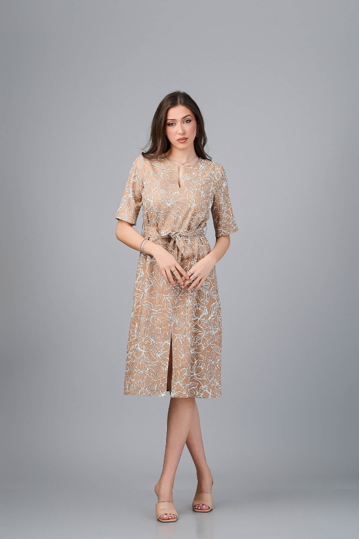 Imagine Rochia Roxana imprimeu bej din in