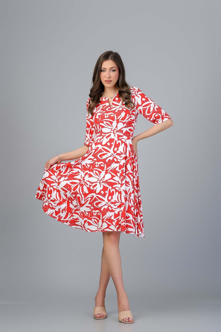 Imagine Rochia Violeta cu imprimeu rosu