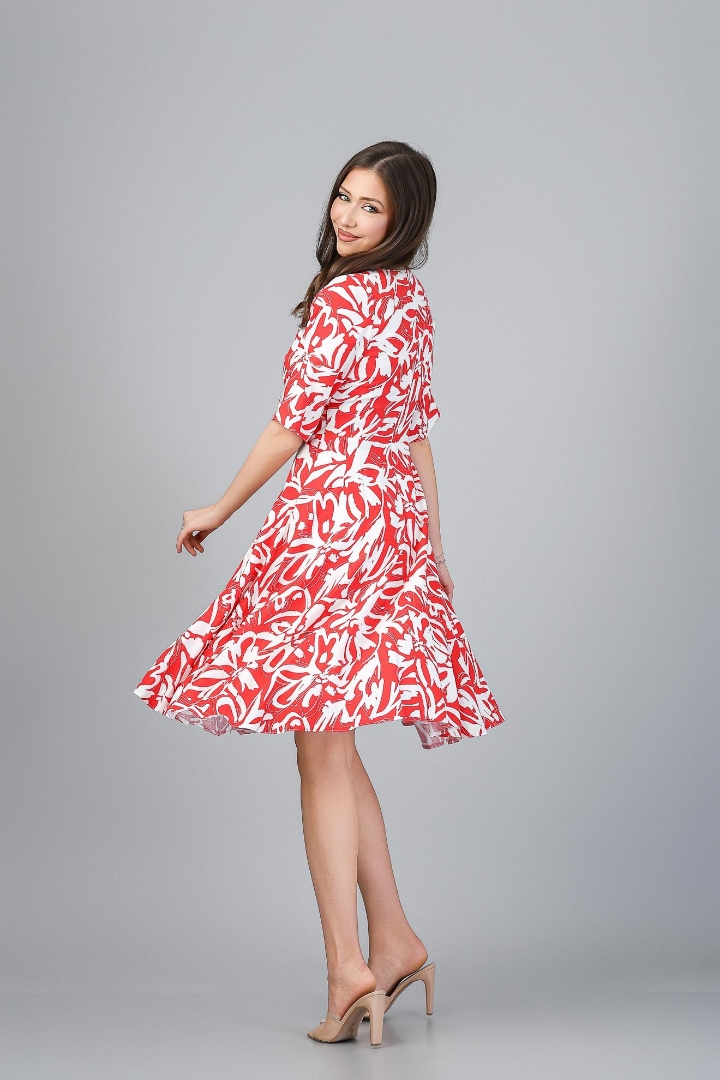 Imagine Rochia Violeta cu imprimeu rosu