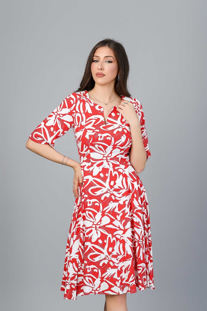 Imagine Rochia Violeta cu imprimeu rosu